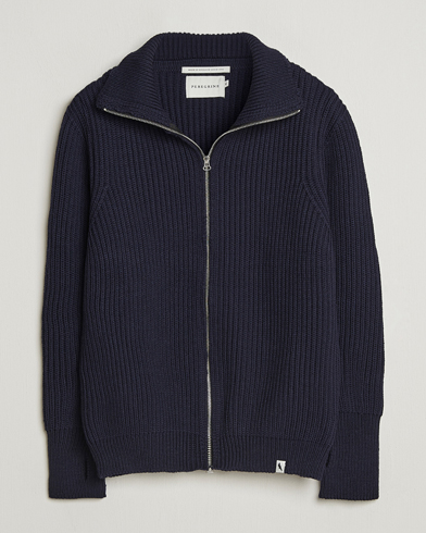 Peregrine Fisherman Merino Zip Cardigan Navy – Blu