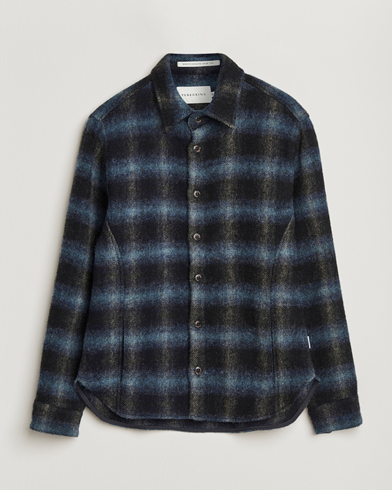 Peregrine Moon Wool Check Overshirt Navy – Blu