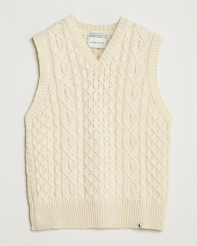 Peregrine Hudson Wool Aran Knitted Vest Ecru – Bianco