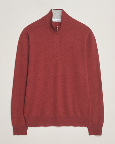 Gran Sasso Wool/Cashmere Half Zip Red Melange – Rosso