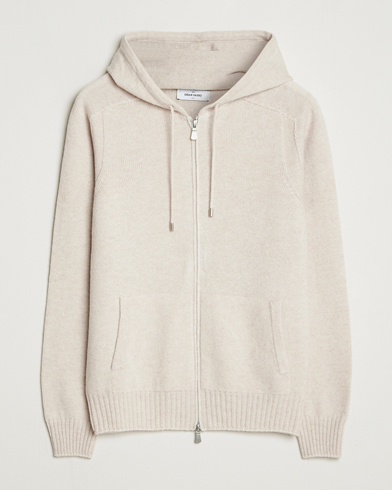 Gran Sasso Full Zip Wool Hoodie Cream – Beige