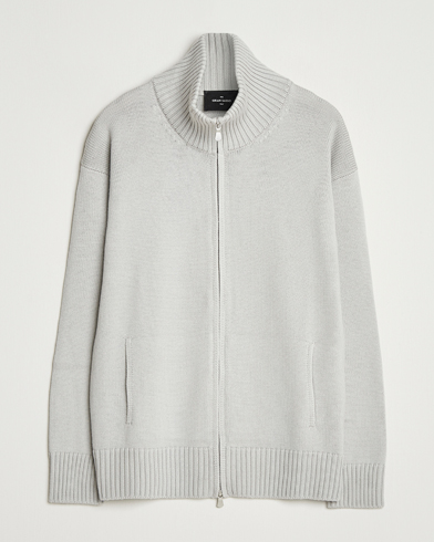 Gran Sasso Heavy Knitted Merino Full Zip Light Grey Melange – Grigio