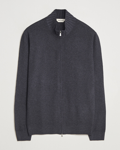Gran Sasso Wool/Cashmere Washed Full Zip Asphalt – Grigio