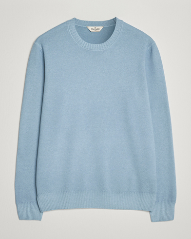 Gran Sasso Wool/Cashmere Washed Crew Neck Blue Melange – Blu