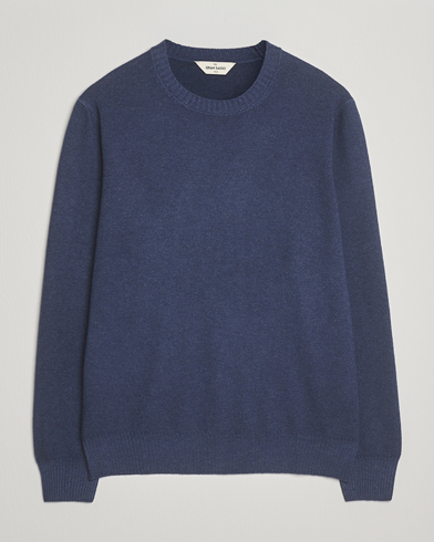 Gran Sasso Wool/Cashmere Washed Crew Neck Navy Melange – Blu
