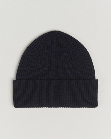 Robert Mackie Clyde Lambswool Beanie Navy – Blu