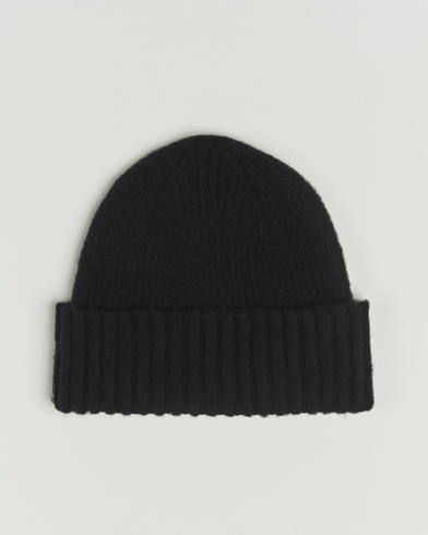 Robert Mackie Rona Ribbed Shaggy Lambswool Beanie Black – Nero