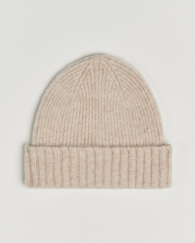 Robert Mackie Rona Ribbed Shaggy Lambswool Beanie White – Bianco