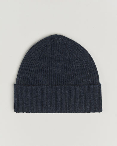Robert Mackie Kingswell Ribbed Wool/Cashmere Beanie Navy – Blu