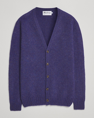 Harley Of Scotland Brushed Supersoft Lambswool Cardigan Iris – Viola