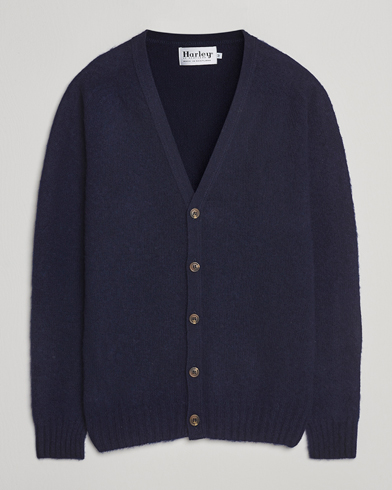 Harley Of Scotland Brushed Supersoft Lambswool Cardigan Navy – Blu