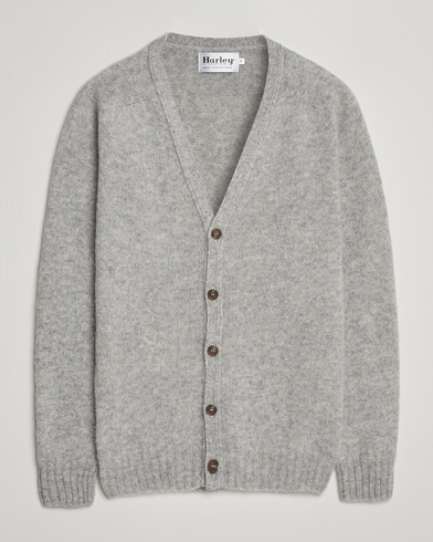 Harley Of Scotland Brushed Supersoft Lambswool Cardigan Silver – Grigio