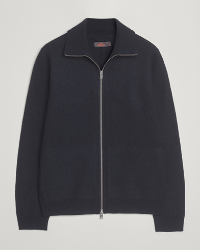 Morris Corke Knitted Zip Jacket Navy – Blu