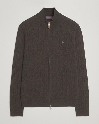 Morris Merino Cable Zip Cardigan Brown – Marrone