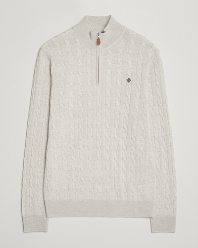 Morris Merino Cable Half Zip Off White – Bianco