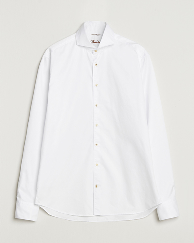 Stenströms Regular Fit Washed Cotton Plain Shirt White – Bianco