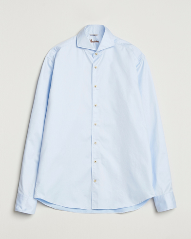 Stenströms Regular Fit Washed Cotton Plain Shirt Light Blue – Blu