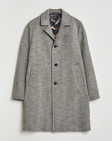 Paul Smith Wool Herringbone Coat Grey – Grigio