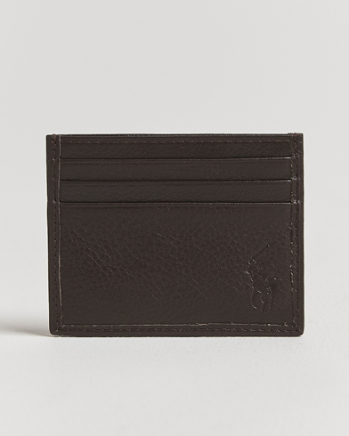 Polo Ralph Lauren Pebbled Leather Credit Card Holder Brown – Marrone