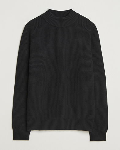 Filippa K Ribbed Wool Mockneck Sweater Black – Nero