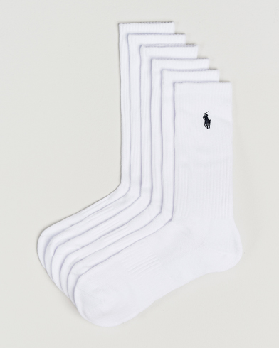 Polo Ralph Lauren 6-Pack Cotton Crew Socks White – Bianco
