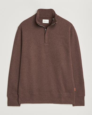GANT Light Sacker Rib Half Zip Dark Brown Melange – Marrone