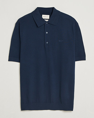 GANT Extrafine Merino Polo Marine – Blu