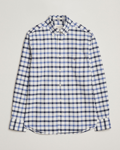 GANT Regular Fit Oxford Checked Shirt Greyish Blue – Blu
