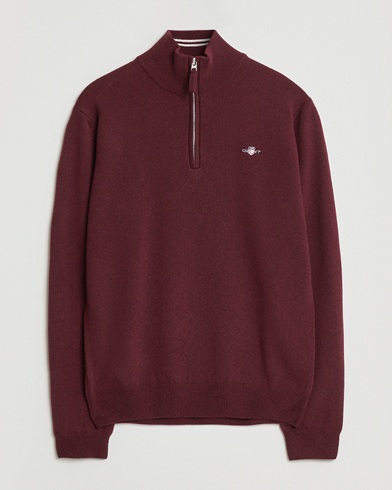 Gant Superfine Lambswool Half Zip Bordeaux Melange – Rosso