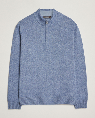 Oscar Jacobson Paul Wool/Cashmere Half-Zip Light Blue – Blu