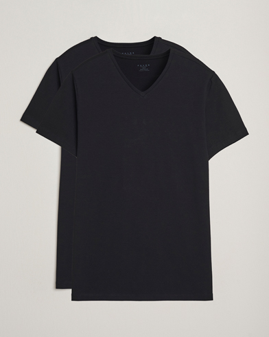 Falke 2-Pack Cotton V-Neck T-Shirt Black – Nero