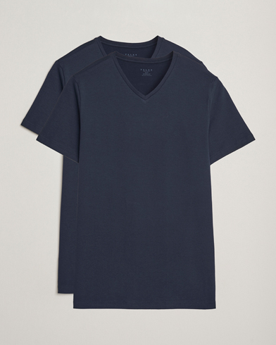 Falke 2-Pack Cotton V-Neck T-Shirt Midnight – Blu