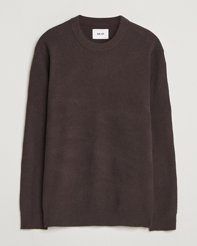 NN07 Danny Rib Knitted Crew Neck Dusky Port – Marrone
