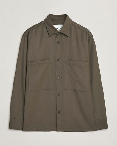 NN07 Freddy Wool/Tencel Overshirt Mable Husk – Verde
