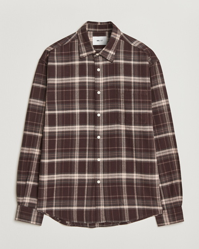 NN07 Deon Flannel Checked Shirt Dusky Port – Marrone