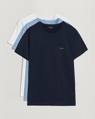 Paul Smith 3-Pack Crew Neck T-Shirt White/Black/Light Blue – Bianco