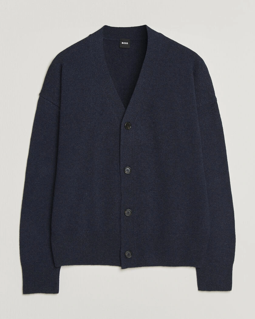 BOSS BLACK Ucone Wool Knitted Cardigan Dark Blue – Blu