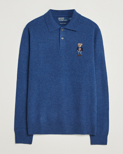 Polo Ralph Lauren Washed Long Sleeve Bear Polo Rustic Navy Heather – Blu