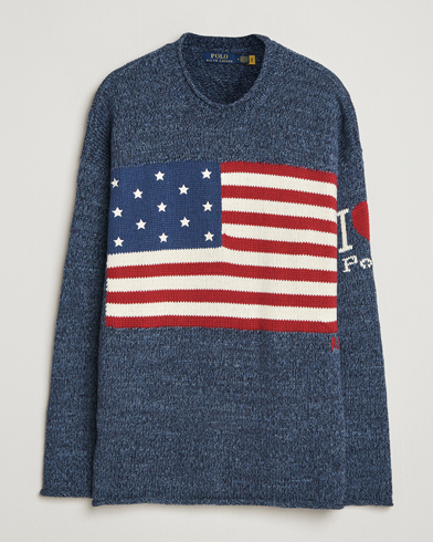 Polo Ralph Lauren Cotton Flag Sweater Blue Marl – Blu