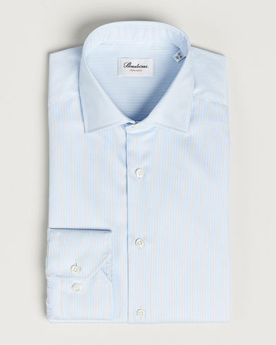 Stenströms Superslim Cotton Twill Striped Shirt Blue/White – Blu