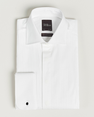 Oscar Jacobson Slim Fit Cut Away Tuxedo Double Cuff White – Bianco