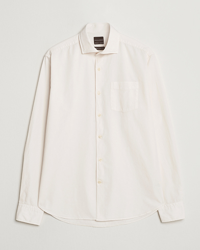 Oscar Jacobson Reg Fit Wide Spread Collar Twill Ecru White – Bianco