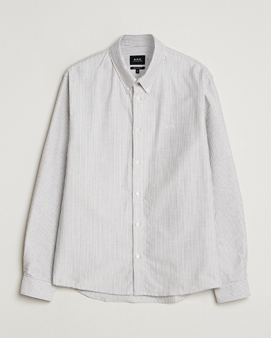 A.P.C. Greg Striped Oxford Shirt Green/White – Verde