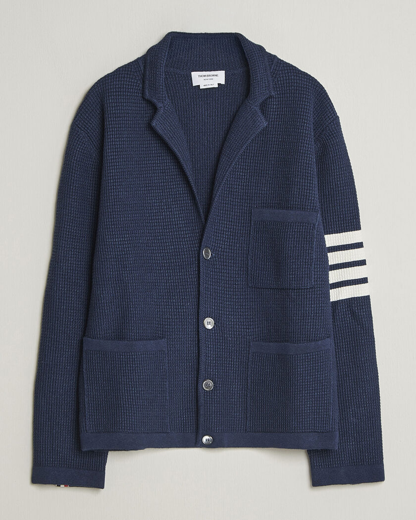 Thom Browne Textured 4 Bar Cardigan Jacket Navy – Blu