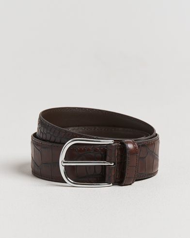 Anderson's Embossed 3,5cm Leather Belt Brown – Marrone