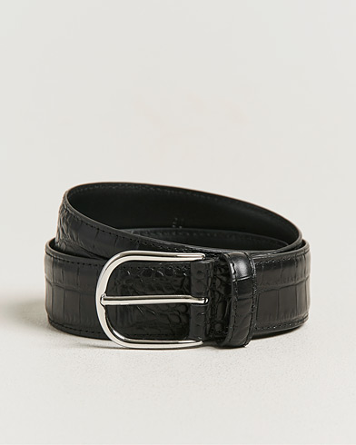 Anderson's Embossed 3,5cm Leather Belt Black – Nero