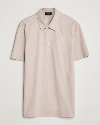 Brioni Short Sleeve Cotton Piquet Polo  Beige – Beige