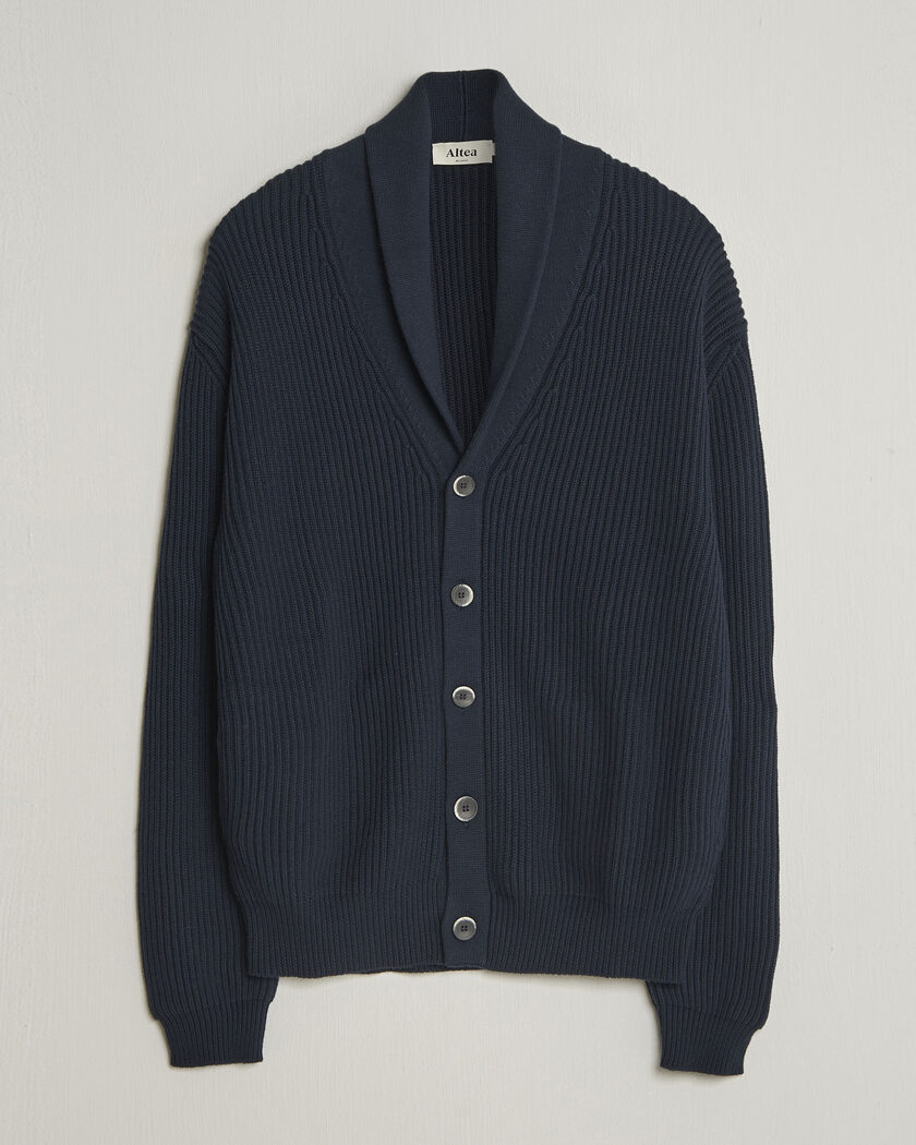Altea Cotton/Cashmere Shawl Cardigan Navy – Blu