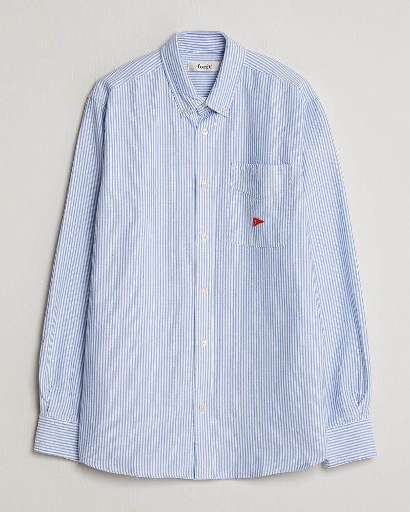 Forét Flag Regular Fit Pocket Oxford Shirt Blue Stripe – Blu