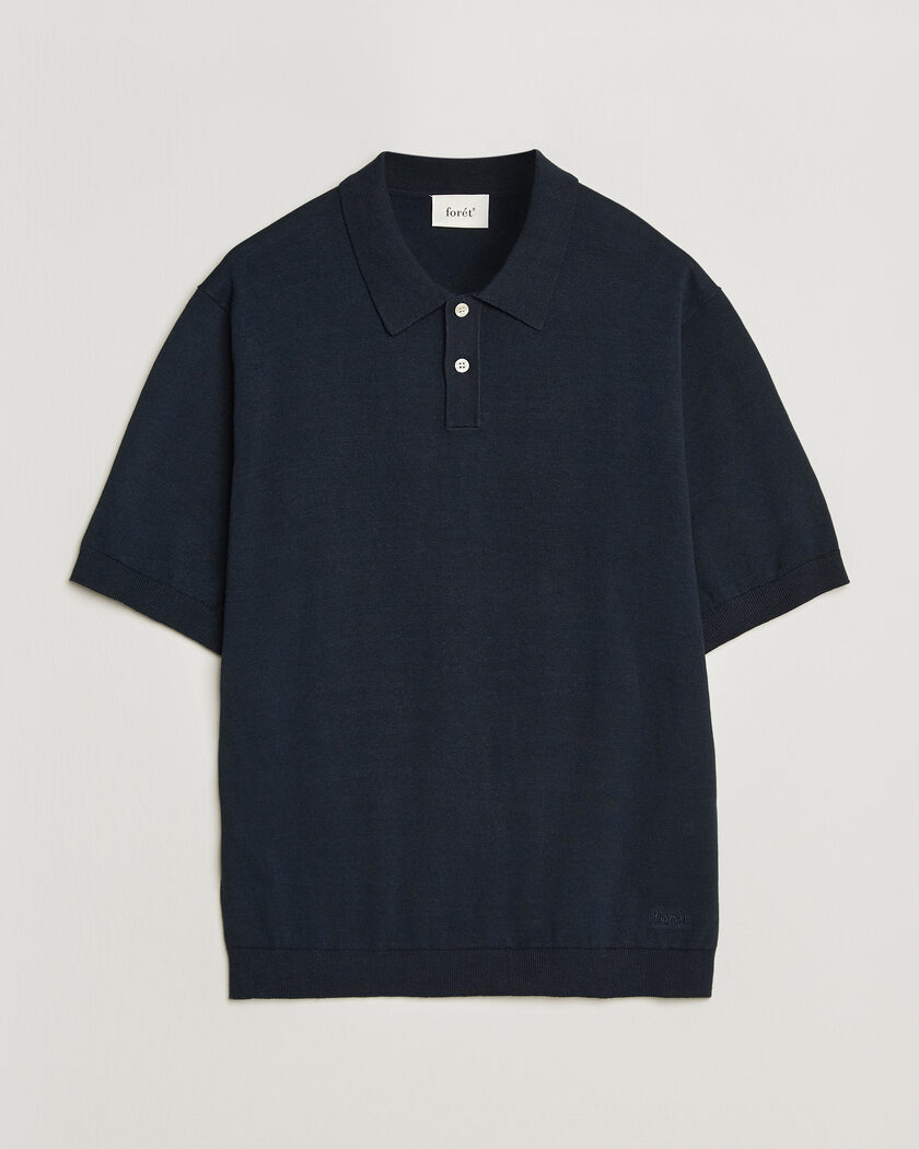 Forét Sea Cotton/Linen Polo Navy – Blu